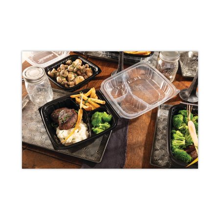 Pactiv EarthChoice Hinge-Lid Takeout Container, 3-Cmp, 34oz, 10.5x9.5x3, PK132 PK DC109330B000